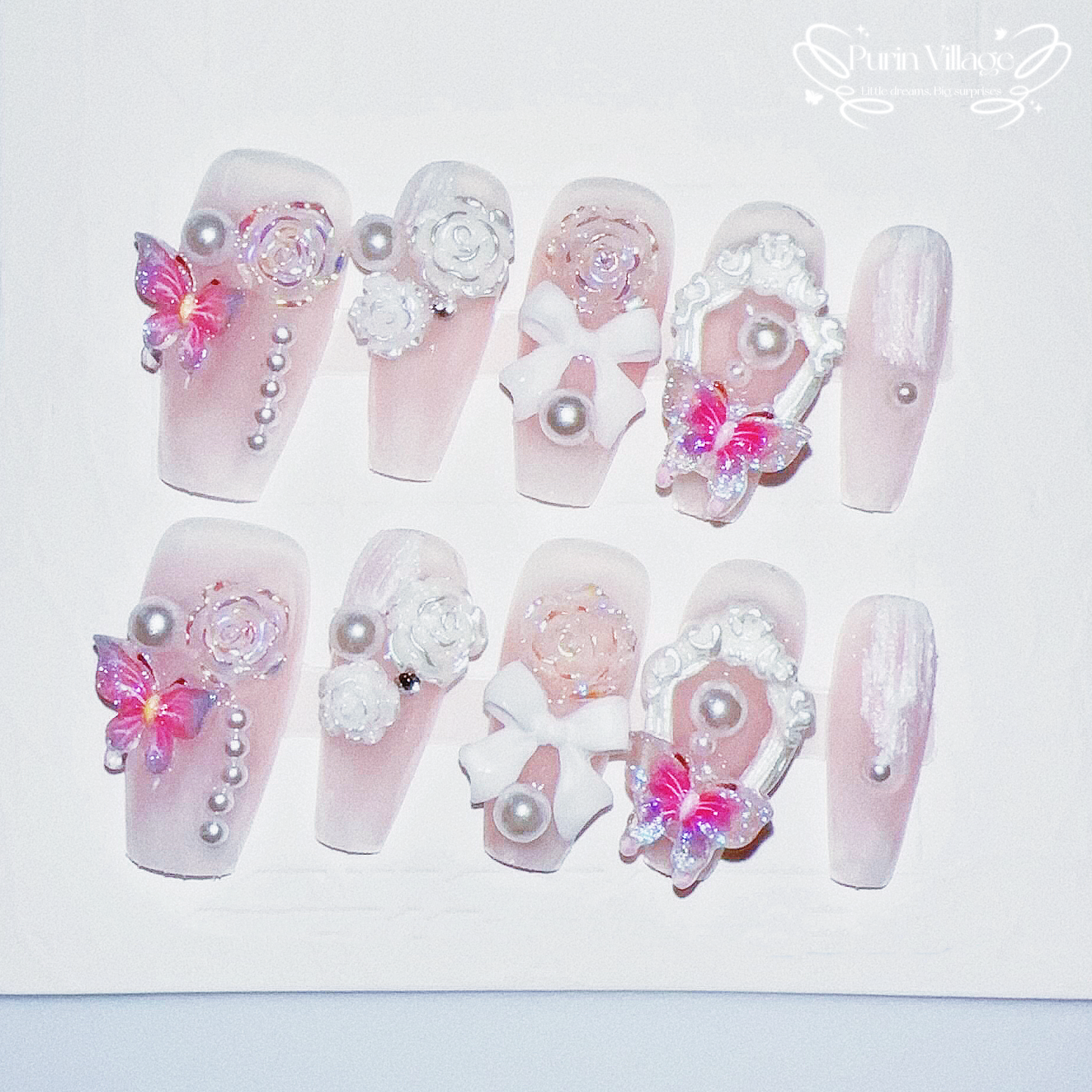 10pcs Cute Pink Press on Nails