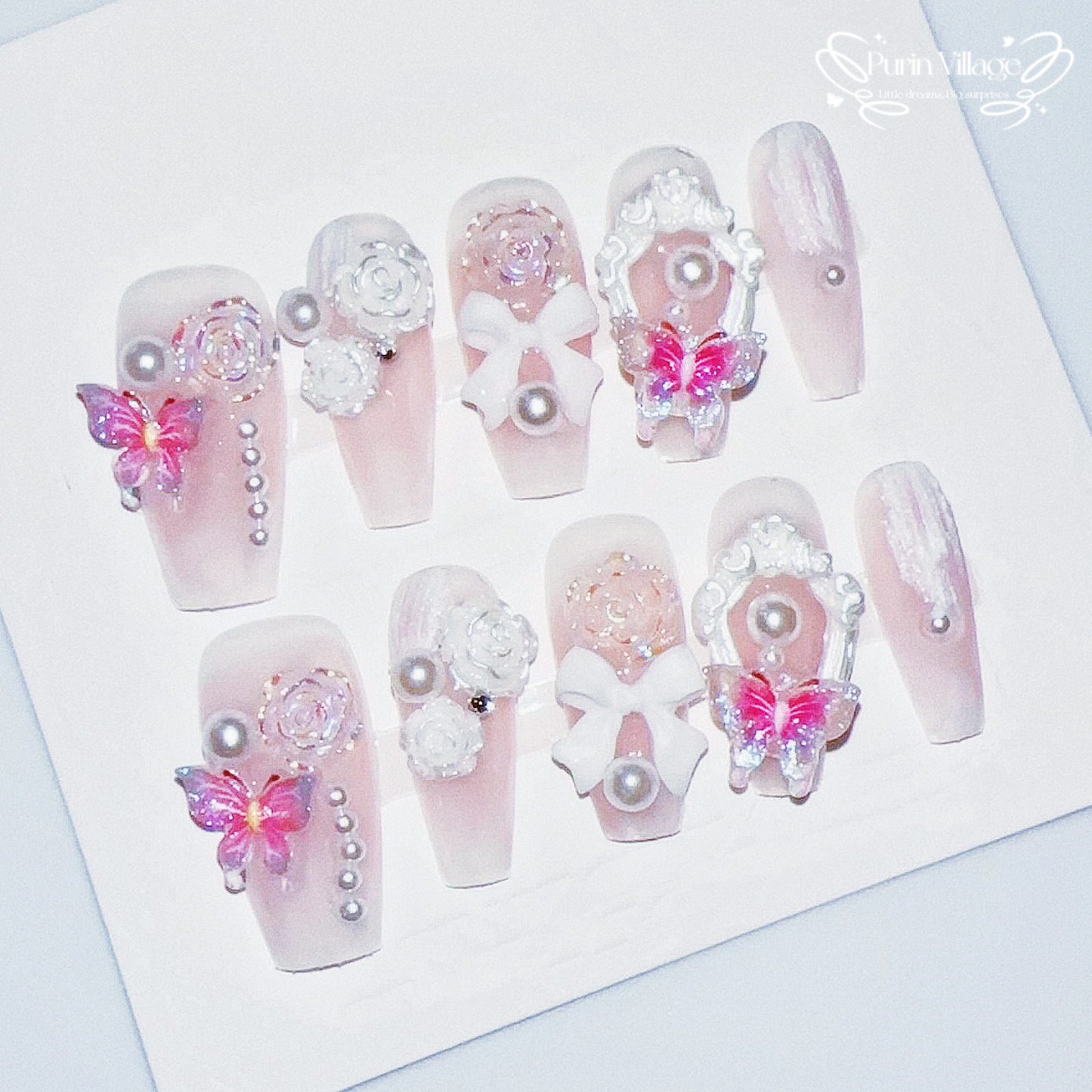 10pcs Cute Pink Press on Nails